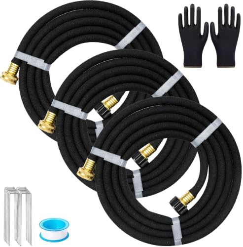 AMRITA 1/2"Soaker Hose KIT, 10ft 3Pack Garden Drip Hoses Brass Couplings by AMRITA