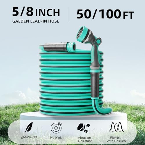 Heavy Duty Garden Hose 100 ft x 5/8", Water Hose with 10-Pattern Nozzle - Image 2