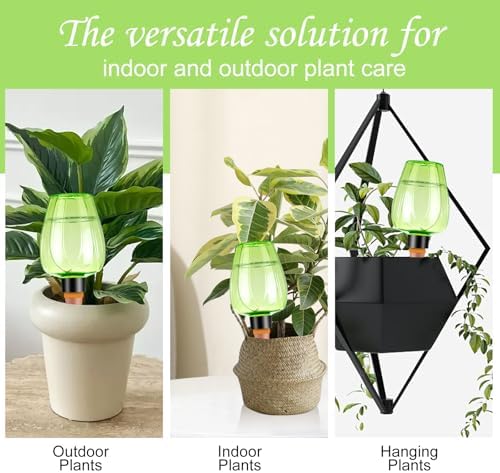 8 Pcs Plant Watering Globes Self Watering Planter Insert Plants Top Fill Water Device Plastic Water Bulbs Slow Release Terracotta for Plants, Green - Image 6