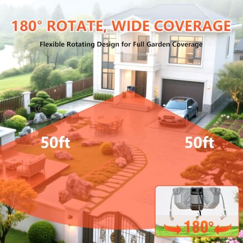 Retractable Garden Hose Reel, 5/8 in x 50 ft Heavy Duty Wall Mount Water Hose Reel with Reinforced Bracket & 9-Pattern Metal Nozzle, Any Length Lock, Slow Retraction and 180 Swivel - Image 6