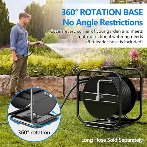 SPECILITE Metal Garden Hose Reel, 360° Rotation Frame, 75-100 FT, Black - Image 2