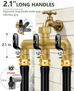 3-Way Garden Hose Splitter, Heavy-Duty Brass, 3/4" GHT, （Black） - Image 6
