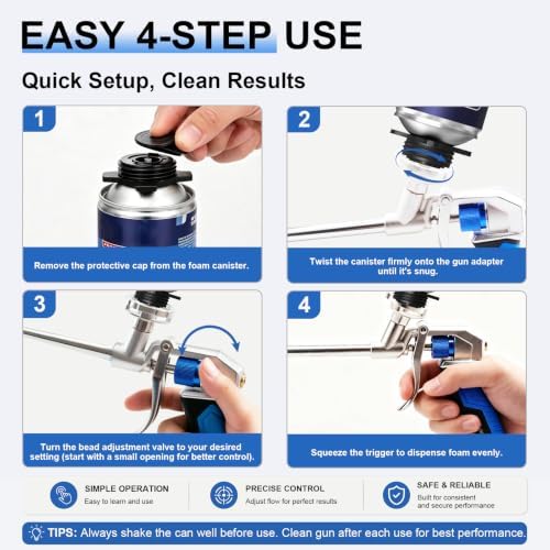 Professional Spray Foam Gun Heavy Duty Metal with 6 Extenders - Image 5