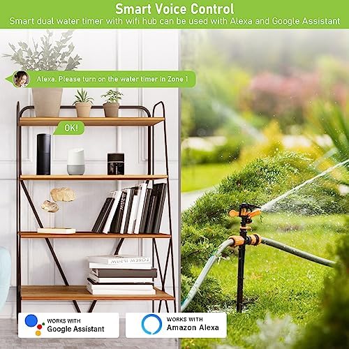 WiFi Sprinkler Timer, Smart Water Timer for Garden Hose, 2 Outlets Hose Timer, Automatic Irrigation Timer with Hub, Up to 20 Watering Plans, Compatible with Alexa and Google Assistant - Image 5