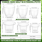Self Watering Plant Pots, 3.5''/4.3''/5.1'', Transparent, 24 Pcs - Image 2