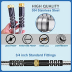 10ft Metal Garden Hose, Water Lead-in Hose Extension, Stainless Steel Hose Extension Adapter for Hose Reel/RV, Drinking RV Water Hose, Reel Extender for Yard, Female to Female, Durable (Pack of 2) - Image 5