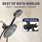 HammerHead Showers® Solid Metal Dual Shower Head Combo – OIL RUBBED BRONZE – 8 Inch Rainfall High Flow Shower Head & Handheld Shower Head High Pressure with Hose 6ft - Hotel-Like Double Shower Heads - Image 3