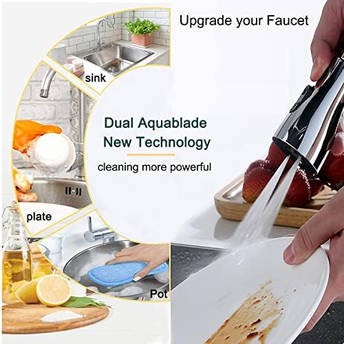 Kitchen Faucet Hose Attachment, Sink Sprayer Attachment with Sprayer Replacement Head, 79” Recoil Hose, Pressurized Faucet Aerator and Diverter Valve (5 Adapters) for Washing Fruit/Dishes, Pet Shower - Image 3