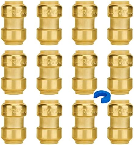 SUNGATOR 3/4 Inch Coupling, Push Pex Fittings 3/4 Inch, Brass, 12-Pack by SUNGATOR