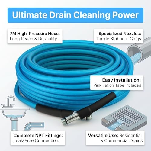 Sewer Jetter Kit, 50 FT (15M) High Pressure Drain Cleaning Hose - Image 5