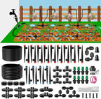 LP 240FT Drip Irrigation System Kit, Garden Watering Misting System - 40FT 1/2" Main Tube & 200FT 1/4" Distribution Tubing - Adjustable Nozzles & Sprinklers for Garden Greenhouse, Lawn, Potted Plants by LP