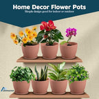 Pink 6-Inch Plant Pots with Drainage & Saucers 18 Pack, Indoor & Outdoor Planters for Houseplants, Herbs, and Flowers, Durable & Weatherproof Material, Stackable, Lightweight, Minimalist Design - Image 4