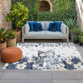 Christmas Floral 6x9 Waterproof Outdoor Rug with Non‑Slip Backing Country Blue White Poinsettia Snowmen Couple Machine Washable Deck Patio Rug Mat for Camping, RV, Garden, Balcony Pool by Unknown