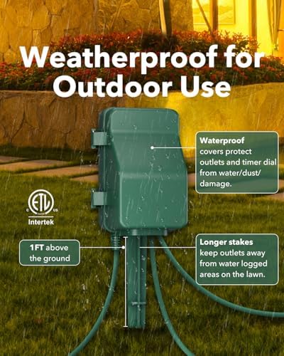 BN-LINK Outdoor Power Stake Timer, Programmable Digital Timer, 6 Outlets - Image 4