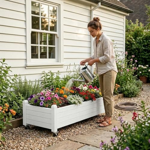 Fancyango Raised Garden Bed with Wheels 13.3" H -Ashen - Image 2