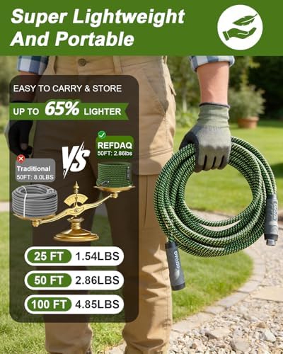 Garden Hose, Flexible Ultra Lightweight Durable, Kink-Free Water Hose with 10 Function Sprayer - Non-Shrinking, Easy to Store, All-Weather, High-Pressure (50FT) - Image 2