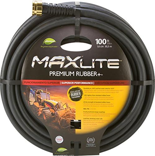 Swan Products Element CELSGC58100 MAXLite Premium Rubber Heavy Duty Water Hose 100 ft, 5/8" diameter, Black by Swan