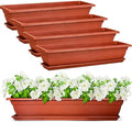 4 Pcs 31 inch Window Box Planter, Large Rectangular Plastic Flower Pot with Tray, Suitable for Indoor & Outdoor Gardens, Balcony and Home Decor (4) by Tcevily