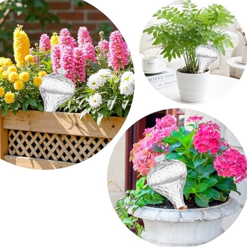 12 oz Plant Watering Globes, Clear Glass Self Watering Bulbs Top Fill with Terracotta Spikes Stake, Self Watering Planter Insert Vacation Automatic Plant Waterer Device for Indoor & Outdoor 2Pack - Image 6