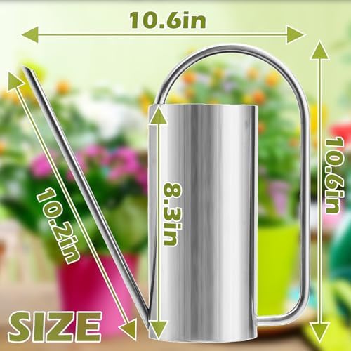 Watering Can Outdoor, 50 oz/1.5L Watering Can with Long Spout and Handle, Stainless Steel Garden Watering Pot for Outdoor and Indoor Plants - Image 2