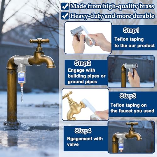 2Set T-Type Outdoor Faucet Freeze Protection Heavy Duty Garden Faucet Freeze Prevention Valve Anti Freeze Winter Faucets Protector Faucet Cover Replacement with Tape Fit 3/4" Thread for Farm Courtyard - Image 3