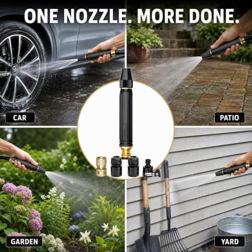 Portable High Pressure Hose Nozzle Fits 3/4" Garden Hose - Image 6