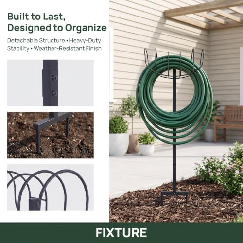 Zerodeko Metal Garden Hose Holder Freestanding, Heavy Duty & No Tangled - Image 7