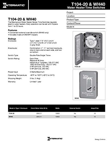 Intermatic WH40 Electric Water Heater Timer, Gray - Image 3