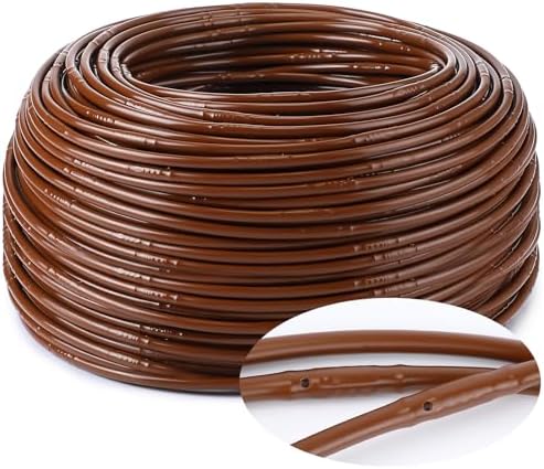 Nuanchu 498 ft 1/4" Drip Irrigation Tubing Irrigation Hose Garden Watering Tube Line with 9.8 Inch Emitter Spacing Blank Distribution Tubing Drip Line Watering for Garden Patio Lawn, Brown by Nuanchu