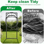 Garden Hose Holder Stand with Storage Basket, Heavy Duty Freestanding Metal Hose Hanger Rack for Outside, Holds Up to 150FT Water Hose, 4 Anchor Spikes, Yard Lawn Garden - Image 6
