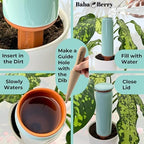Terracotta Watering Spikes 2 Pack 17.5oz Capacity Plant Watering Devices Self Watering Spikes Large Plant Watering Globes Self Watering Planter Insert AcquaTerra with Root Dibber Installer - Image 2