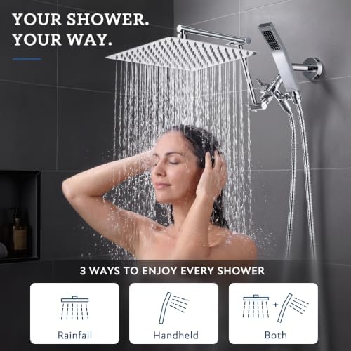 G-Promise All Metal 10 Inches Rainfall Shower Head with Handheld Combo - Image 6