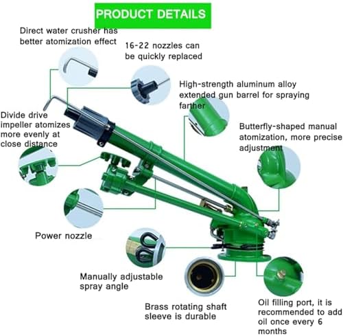 2" Farm Irrigation Spray Gun, Farm Irrigation Sprinkler, 360° Large-Area Watering Spray, with Replacement Nozzle Set, for Farmland Irrigation System - Image 2