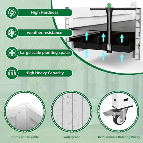 Large Elevated Raised Garden Bed with Legs,Outdoor Planter Box with Storage Shelf Drain Plug Water & Monitor for Backyard,Patio,Balcony(Ashen - Image 4