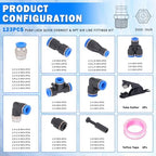 123 Pcs Quick Connect Air Line Fittings Kit Pneumatic Air Fittings - Image 2