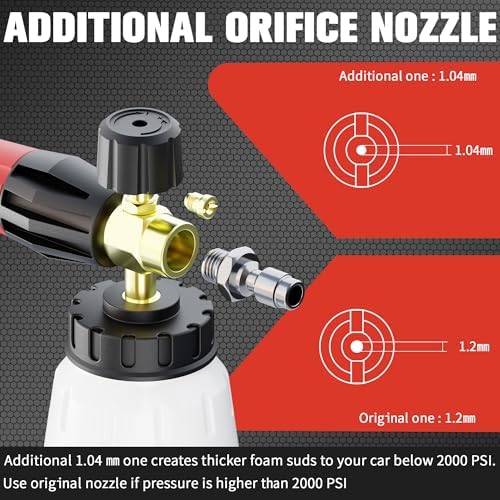Pressure Washer Foam Cannon Gun & Sprayer Kit, Car Wash Kit with 5 Adjustable Nozzles, 1/4" Quick Connect, Fits 1000-4000 PSI, Includes Foam Sprayer & Accessories - Image 5