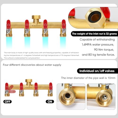 4 Way Garden Hose Splitter, 3/4" GHT Outdoor Water Spigot Splitter - Image 3