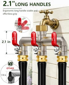 3-Way Garden Hose Splitter, Heavy-Duty Brass, 3/4" GHT, (Red) - Image 5