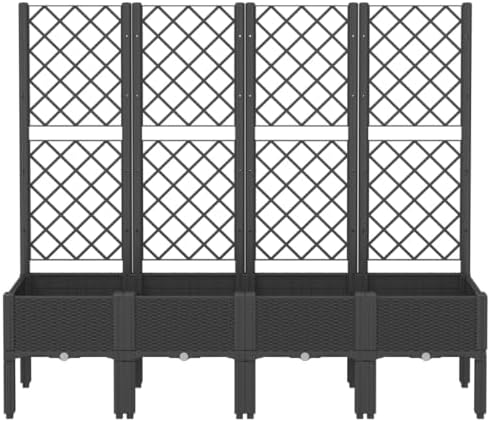 Black Garden Planter Box with Trellis 63"x15.7" Outdoor Bed - Image 3
