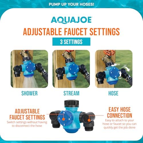 Aqua Joe SJI-MFGA2 Multi-Function Outdoor Faucet and Dual Garden Hose Tap Connecter - Image 6