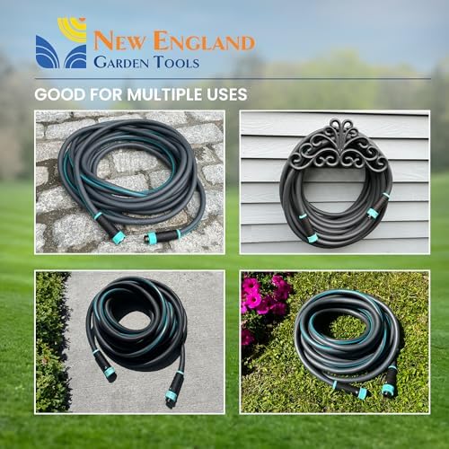 Hybrid Garden Water Hose 75 ft x 5/8”, Durable Heavy Duty Material, Kink-Free with Swivel Grips and Anodized Couplings, 700006 by New England Garden Tools - Image 5