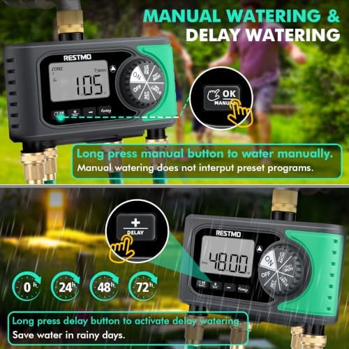 RESTMO 4-Zone Sprinkler Timer, Programmable Water Timer for Garden Hose - Image 2