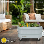 Permasteel Self-Watering Garden Bed, Rolling Planter for Vegetables, Flowers, Herbs, and Fruit, Outdoor Indoor, Caster Wheels, Blue - Image 2