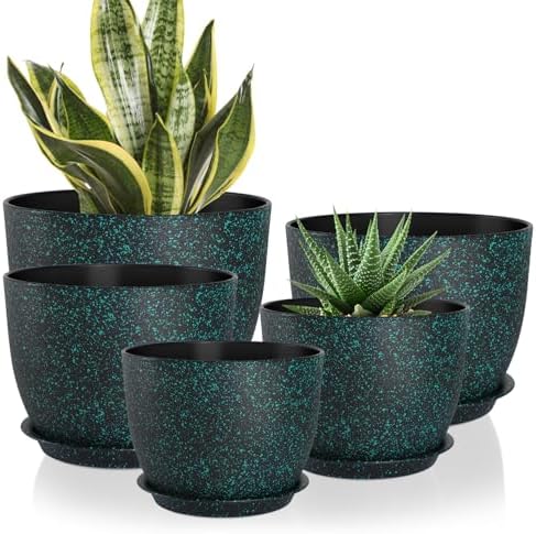 YNNICO Plant Pots 10/9/8/7.5/7 inch with Multi Mesh Drainage Holes by AFamilyofGardenLovers