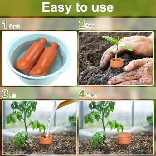 Blushtier 2 Pcs 34 oz Ollas Self Watering Pots, Large Terracotta Waterer - Image 4