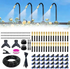 Drip Irrigation System 200FT 1/4" with 32PCS 360° Adjustable Brass Nozzles by Upriver