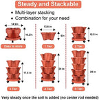 GameXcel Vertical Planter Tower - 5 Tier Stackable Garden Planters with Wheels and Tools Plant Pots for Strawberry Herb Flower and Vegetable Indoor Outdoor Use Red 2 Pack - Image 6