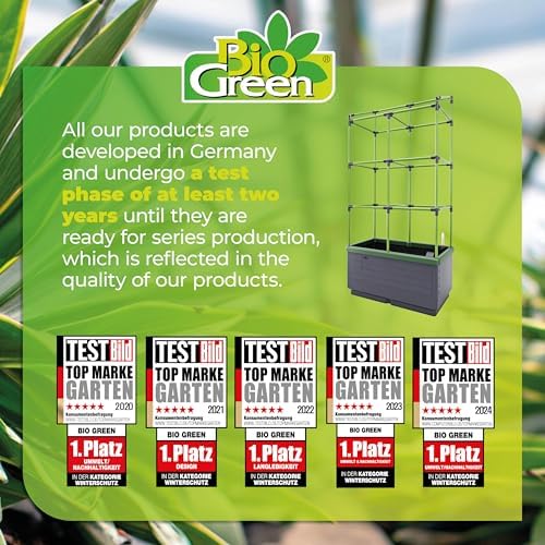 BioGreen Raised Garden Bed with Trellis CITY JUNGLE | 8.98 gal | 13“L x 24“W x 63.4“H | Integrated Irrigation System | Grey Self-Watering Planter Box - Image 6