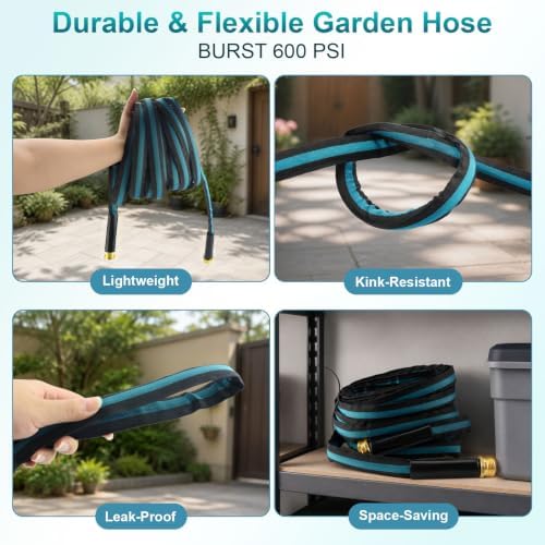 Lightweight Garden Hose 50ft, Flexible Water Hose with 10-Function Nozzle - Image 5