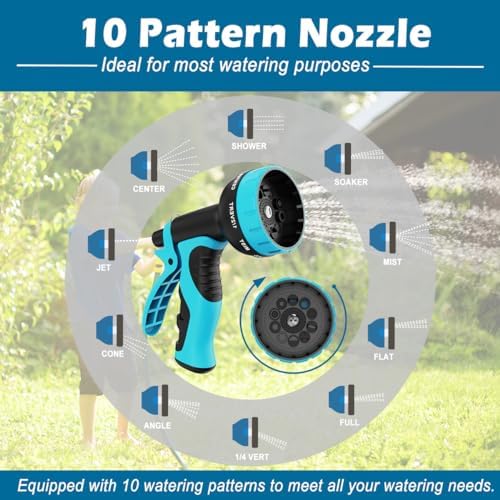 Garden Hose 75ft, Non-Expandable Lightweight & Flexible Water Hose, with 10-Pattern Spray Nozzle, Super Fabric, Leak-Proof 3/4" Solid Brass Alloy Connector Fittings, Durable - Image 5